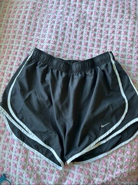 Nike Charcoal Gray Women's Athletic Shorts with White Trim-large